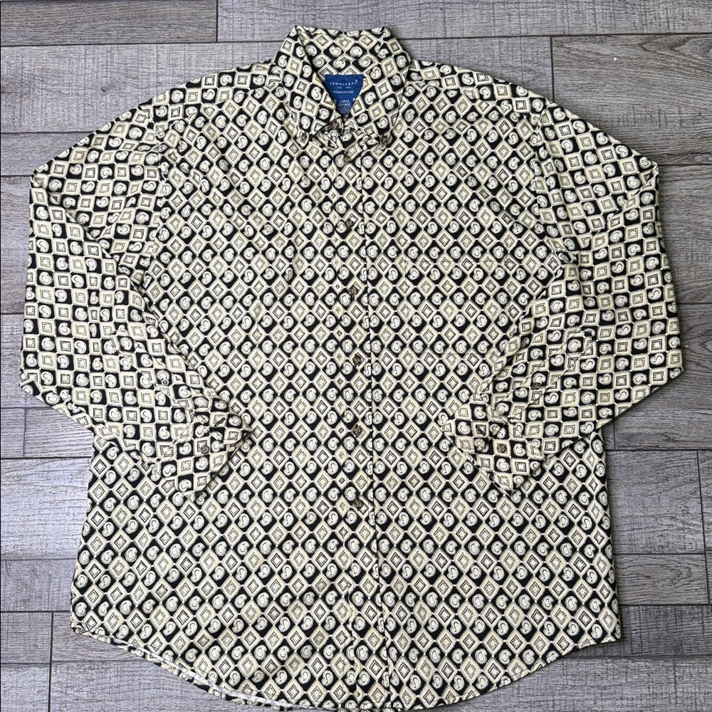 Towncraft Geometric Pattern Shirt - Black and Cream